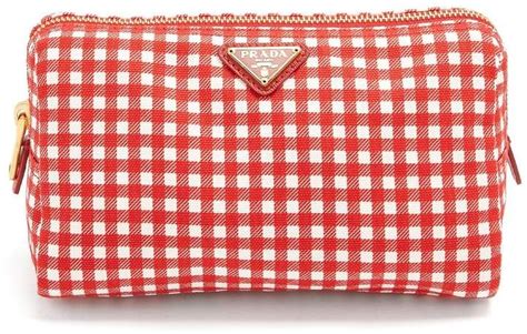 prada gingham makeup bag